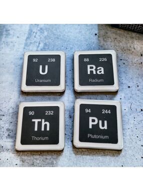 ThinkGeek Radioactive Elements Coaster Set - Radium, Plutonium, Uranium, Thorium